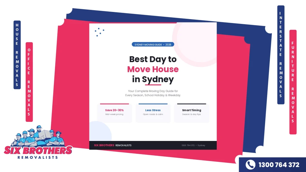 Best day to move house in Sydney — complete 2026 moving day guide covering seasons, school holidays, and weekday savings by Six Brothers Removalists.