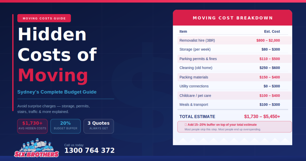 Hidden costs of moving in Sydney — complete budget guide by Six Brothers Removalists