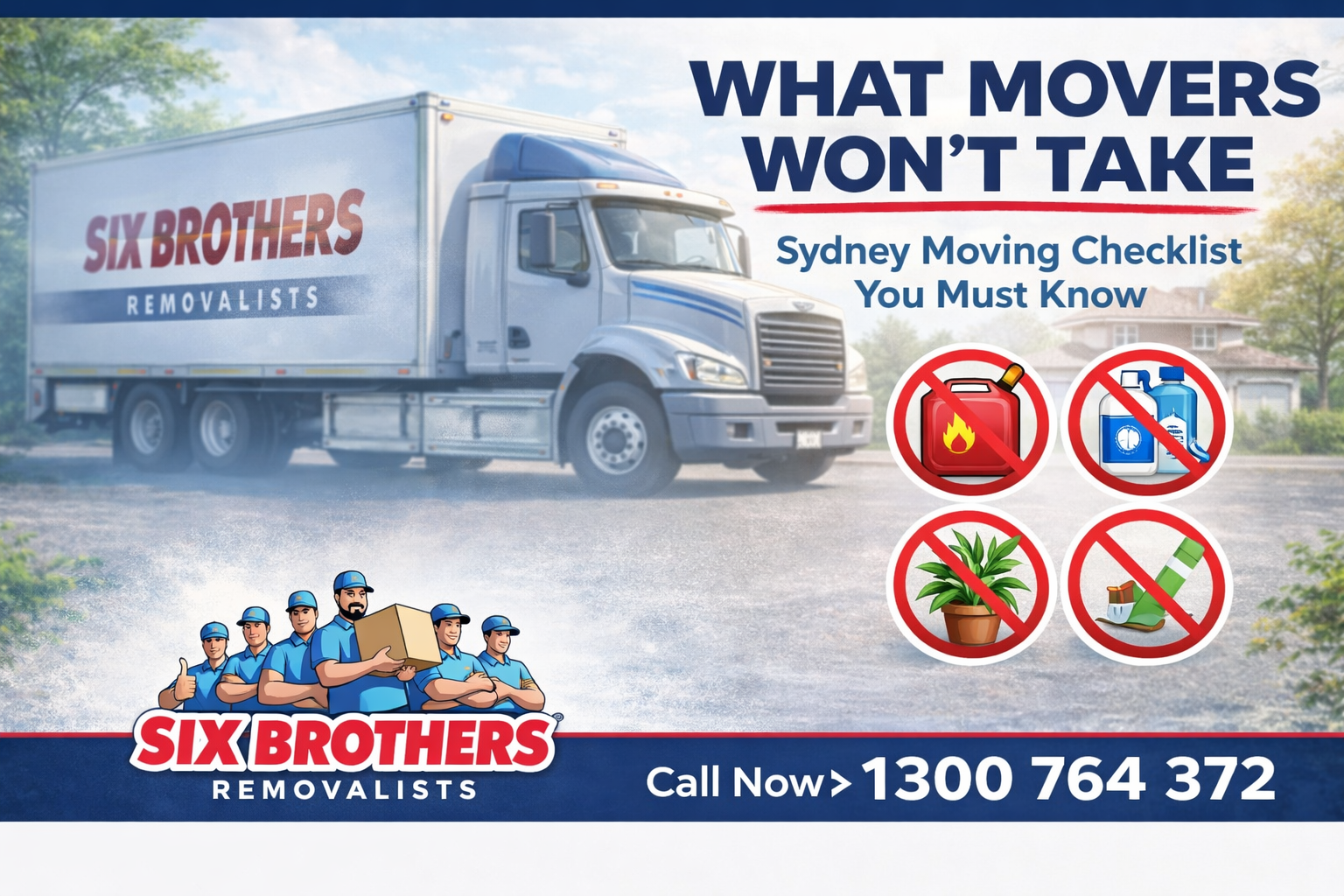 what will movers not pack items checklist with moving truck and prohibited goods icons Sydney