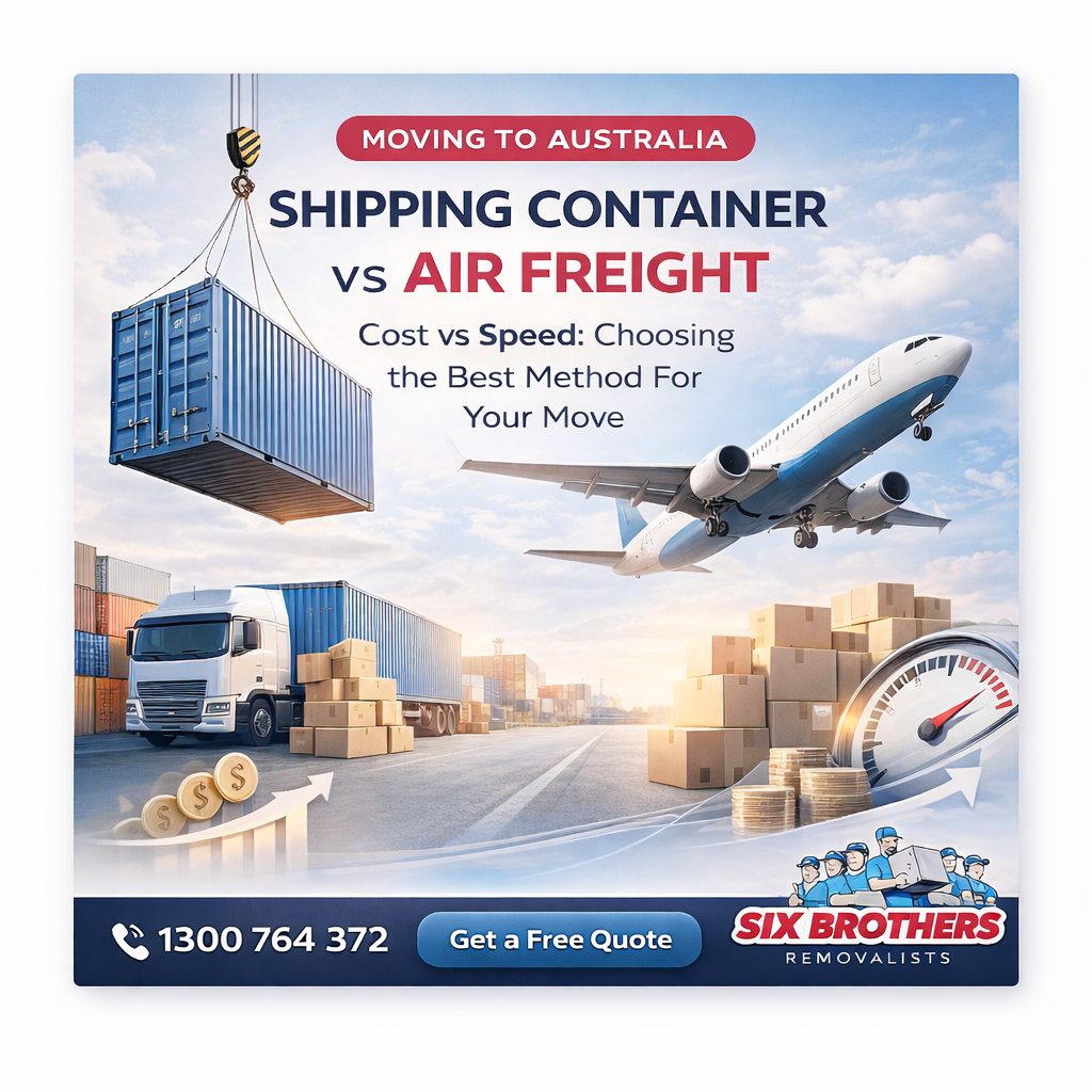 Shipping container vs air freight to Australia featured image by Six Brothers Removalists
