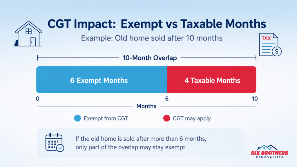 6 month rule for property chart showing exempt vs taxable months by Six Brothers Removalists