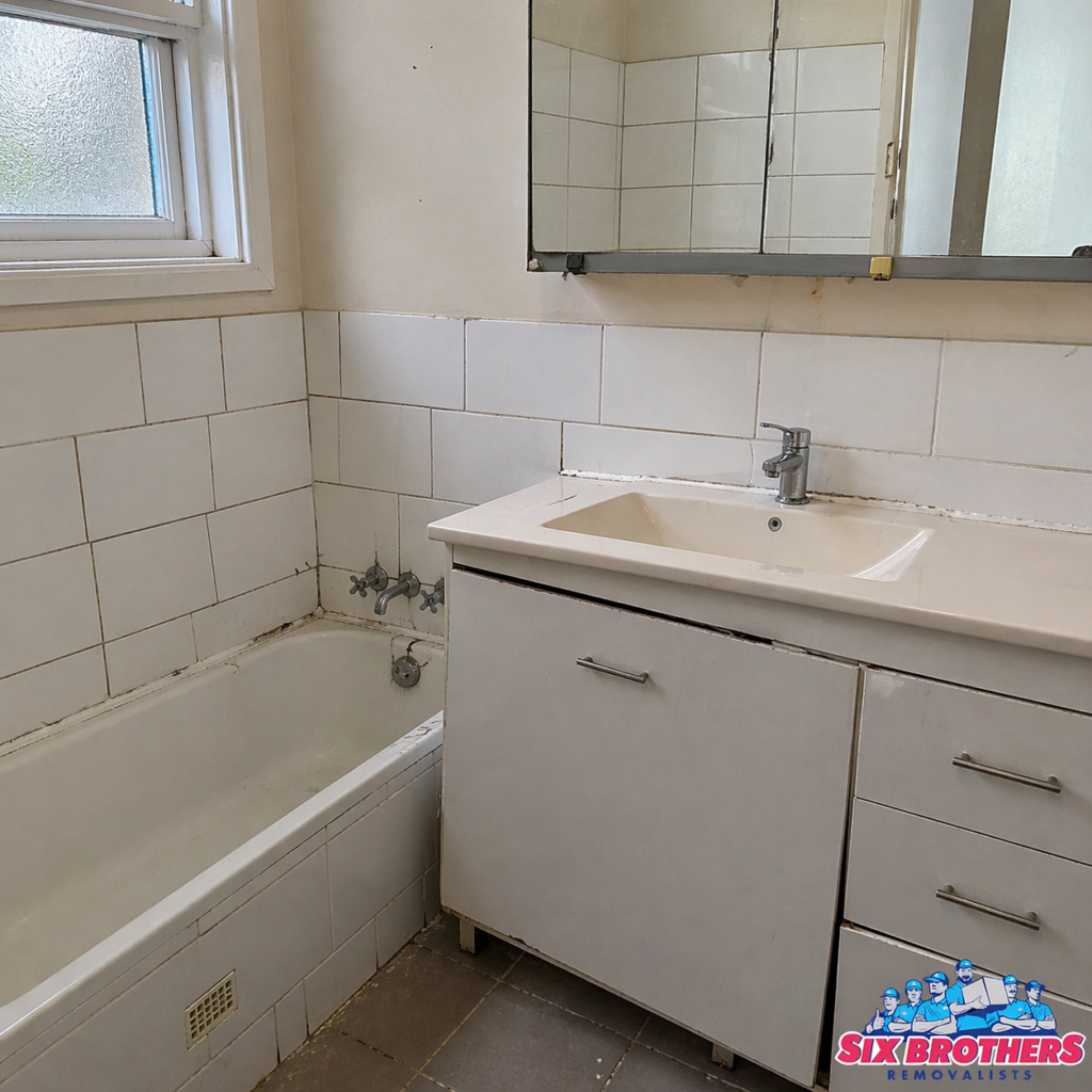 What devalues a house image by Six Brothers Removalists showing a dodgy DIY bathroom with crooked tiles