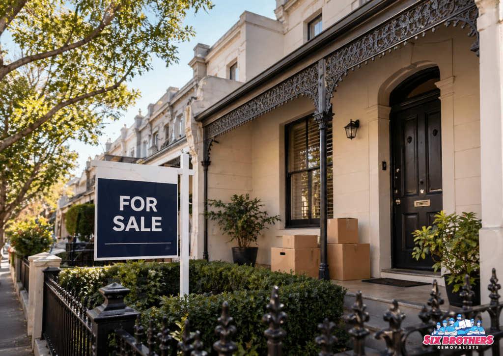 How long it takes to sell a house before moving shown with a Sydney terrace home by Six Brothers Removalists