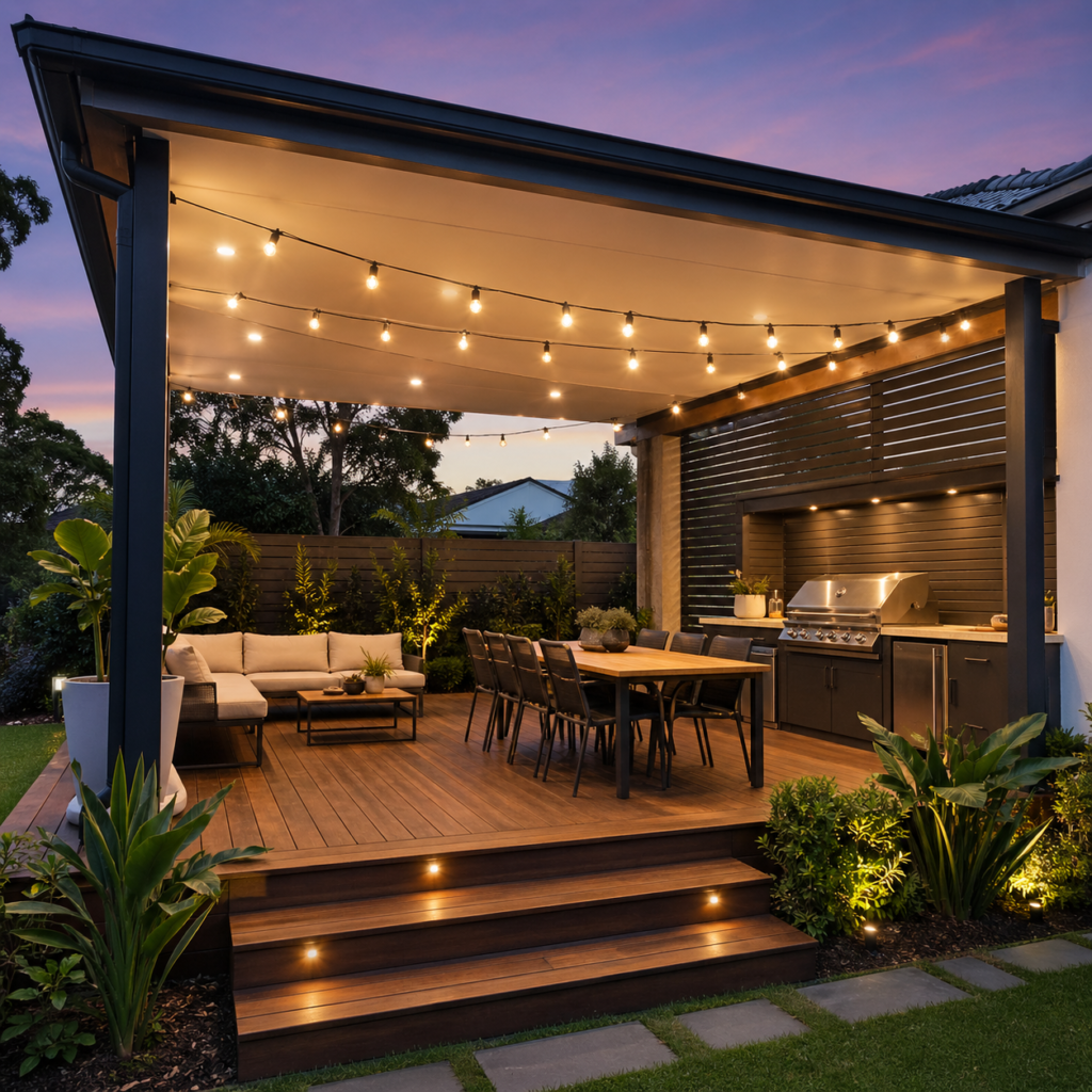 Covered alfresco area with decking and BBQ showing what adds value to a house by Six Brothers Removalists