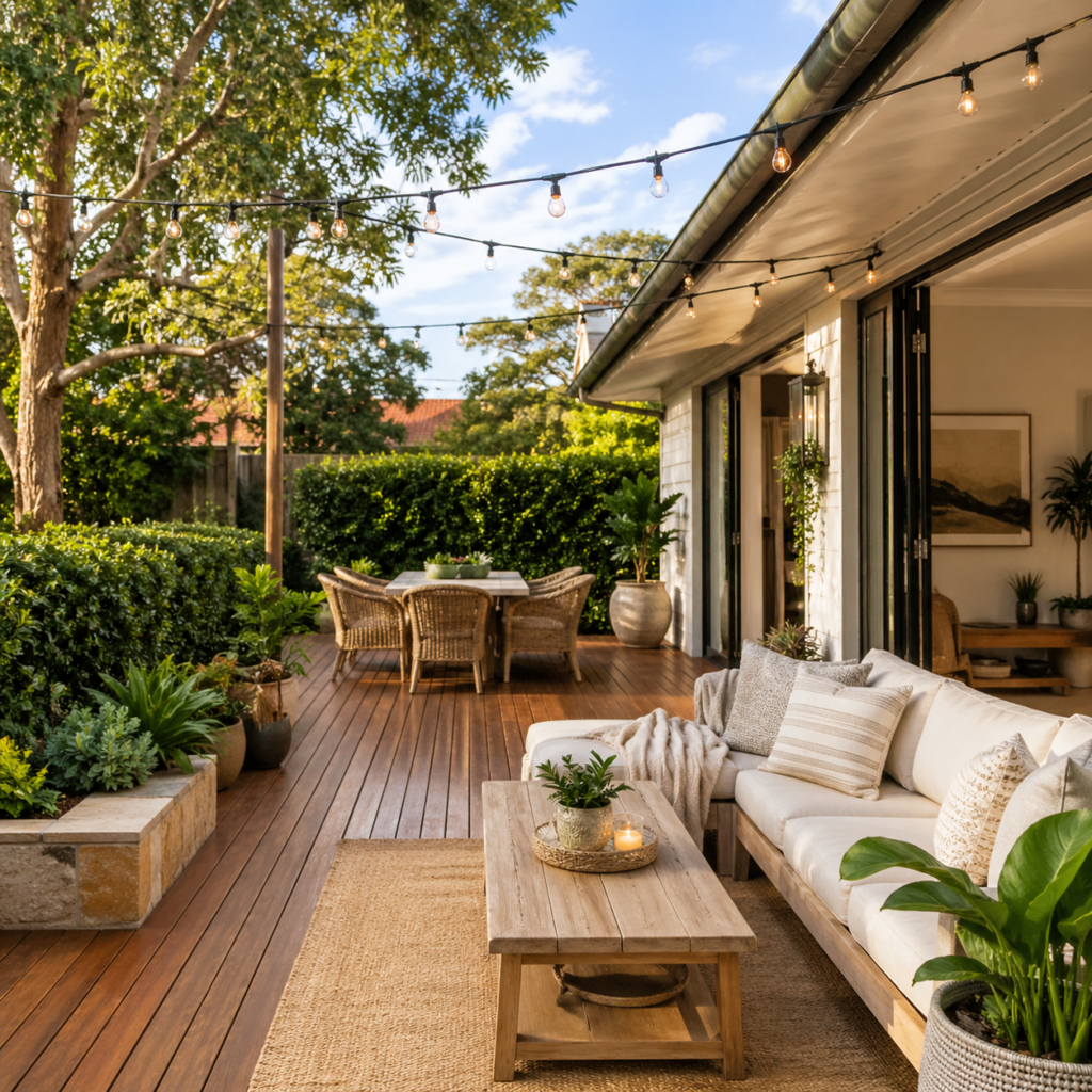 What gives a house the most value image by Six Brothers Removalists showing a styled Sydney alfresco deck