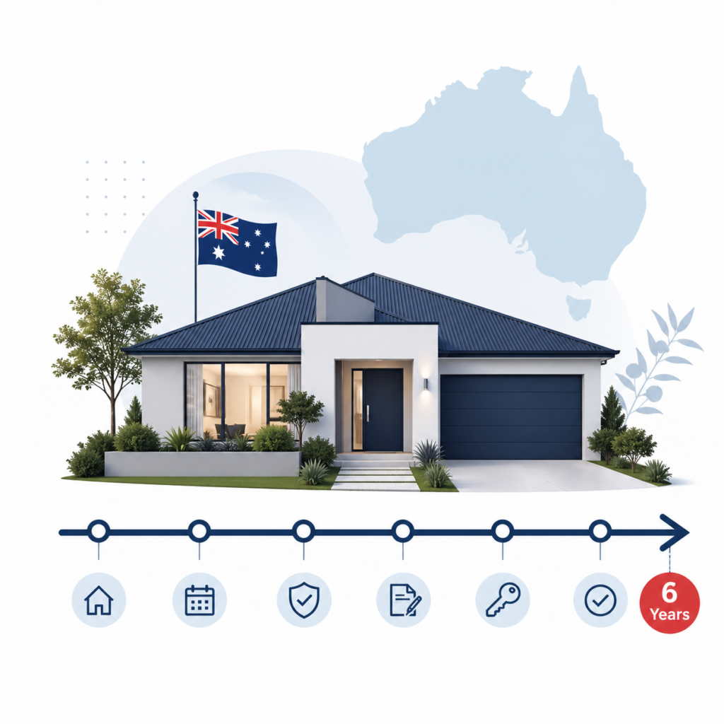 Tax implications moving interstate Australia section image by Six Brothers Removalists showing a house with six-year CGT timeline