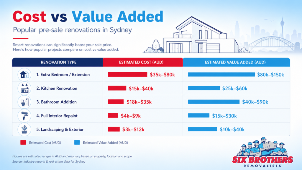 How to add value to your home before selling infographic by Six Brothers Removalists