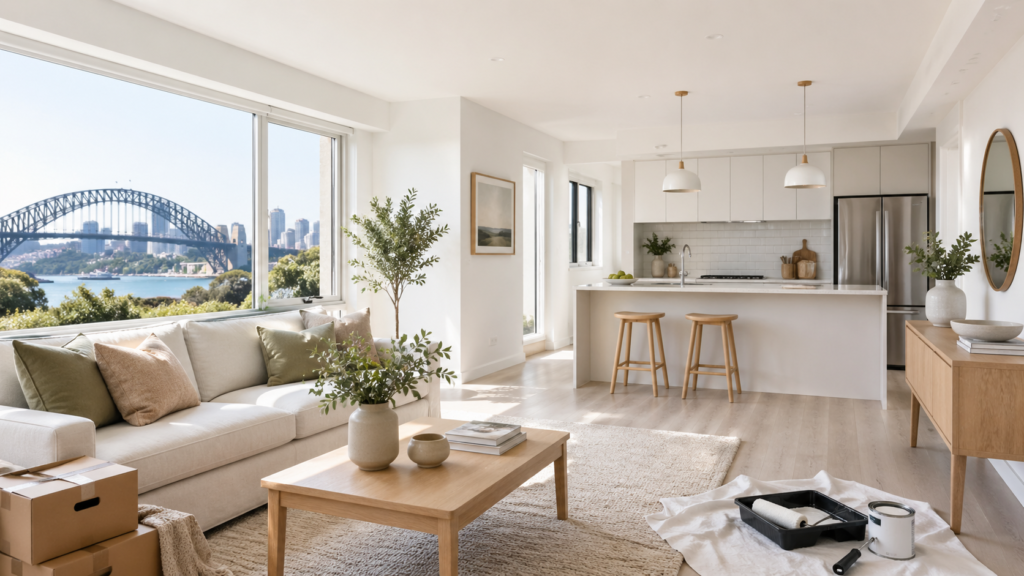 Bright Sydney home interior showing low-cost upgrades before moving house by Six Brothers Removalists