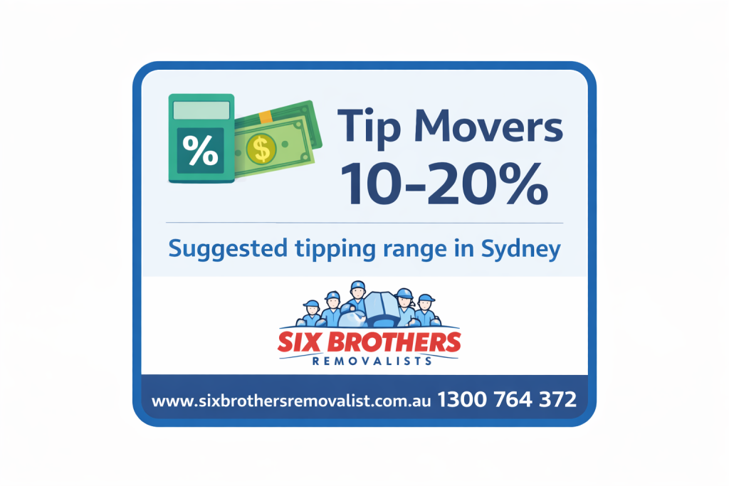 How much to tip movers in Sydney 10 to 20 percent tipping guide by Six Brothers Removalists