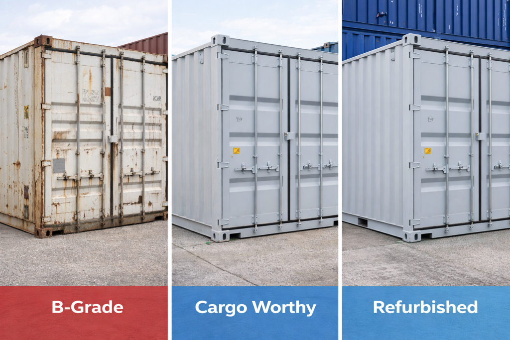 Second hand 20 ft shipping container grades comparison by Six Brothers Removalists