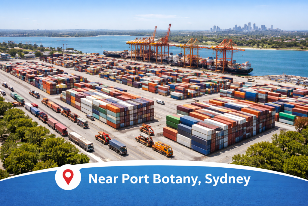 Container depot near Port Botany Sydney graphic for Six Brothers Removalists showing local container supply