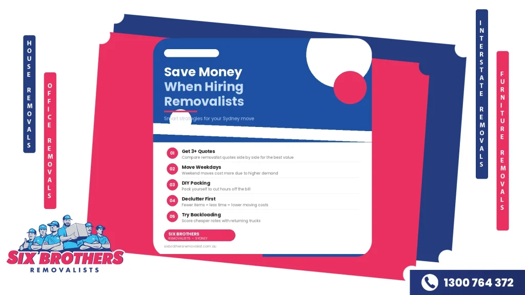 Save money when hiring removalists in Sydney - cost saving tips by Six Brothers Removalists