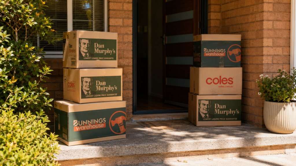 Smart money habits before moving house with free moving boxes outside a home by Six Brothers Removalists
