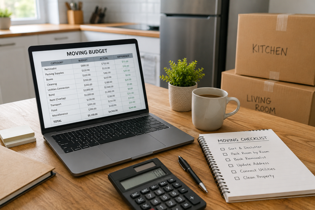 Planning a moving house budget at home in Sydney