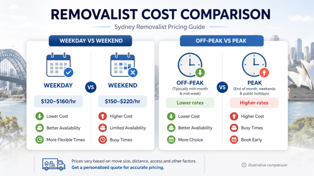 Off-peak vs peak removalist costs Sydney comparison