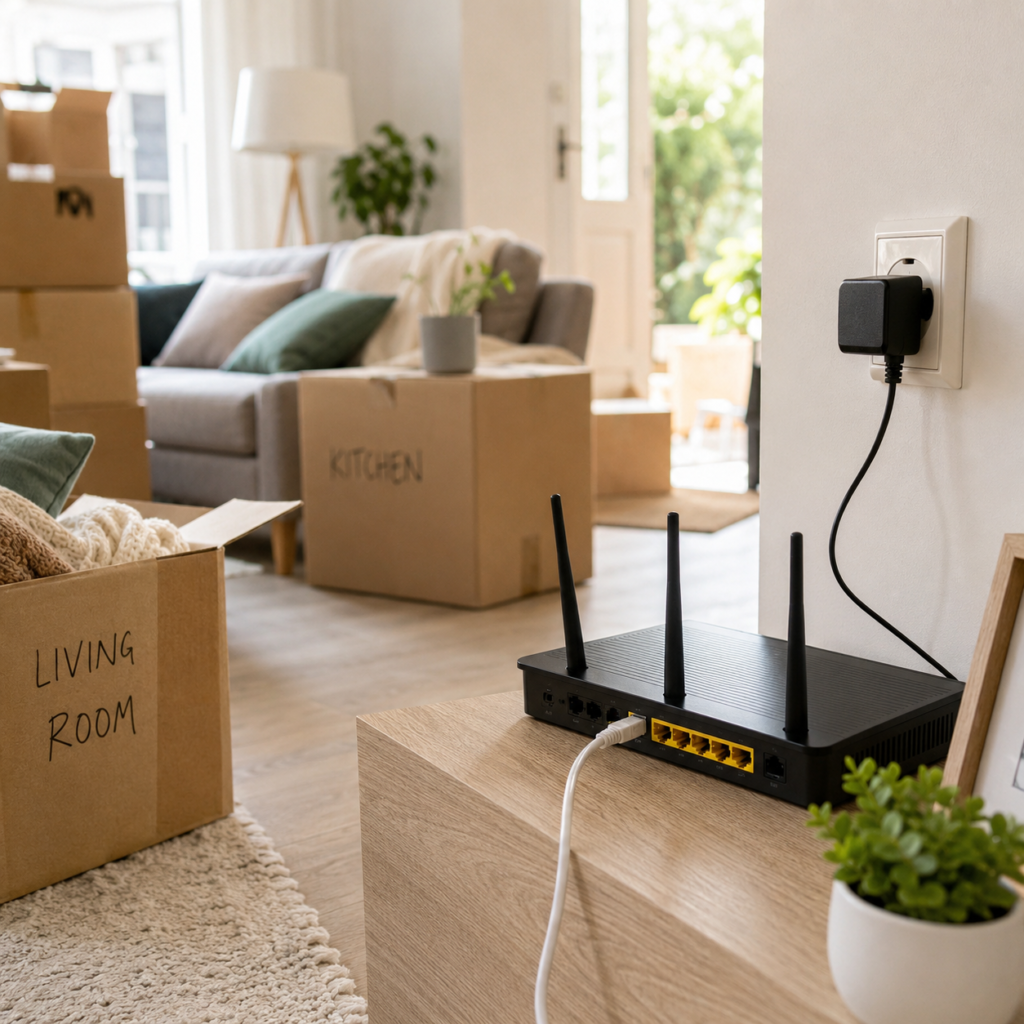 Personal finance checklist before moving to a new home by Six Brothers Removalists with WiFi setup scene