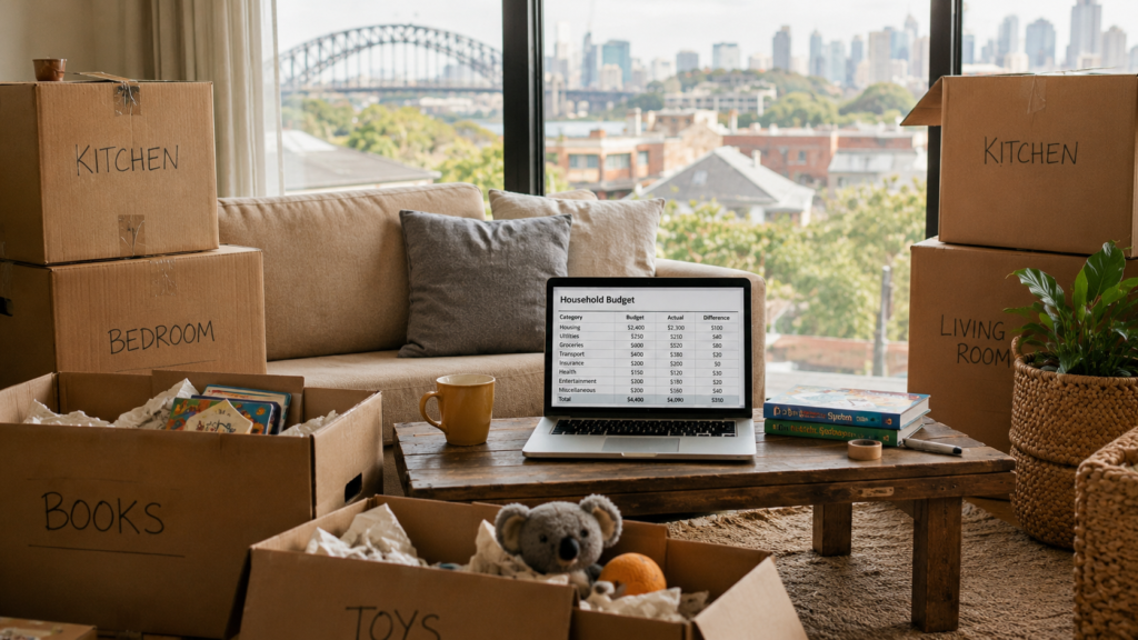 How to cut monthly expenses before a house move with boxes and budget laptop by Six Brothers Removalists