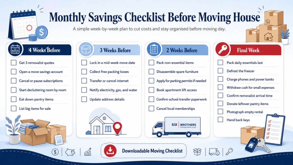 How to cut monthly expenses before a house move checklist by Six Brothers Removalists