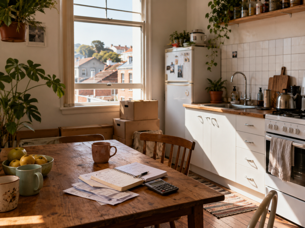 Sydney sharehouse kitchen scene for how much should I save if I make $3,000 a month by Six Brothers Removalists