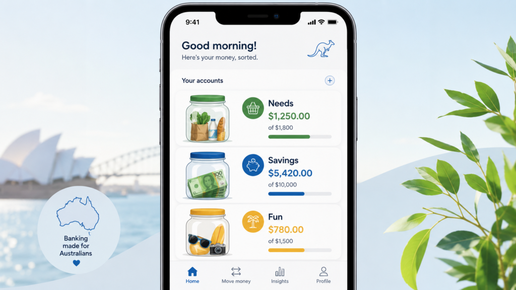 What is the 70 20 10 rule money image by Six Brothers Removalists showing three budget jars on a phone screen