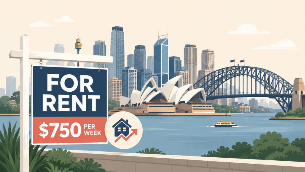 What is the 70 20 10 rule money image by Six Brothers Removalists showing Sydney skyline and rent price sign