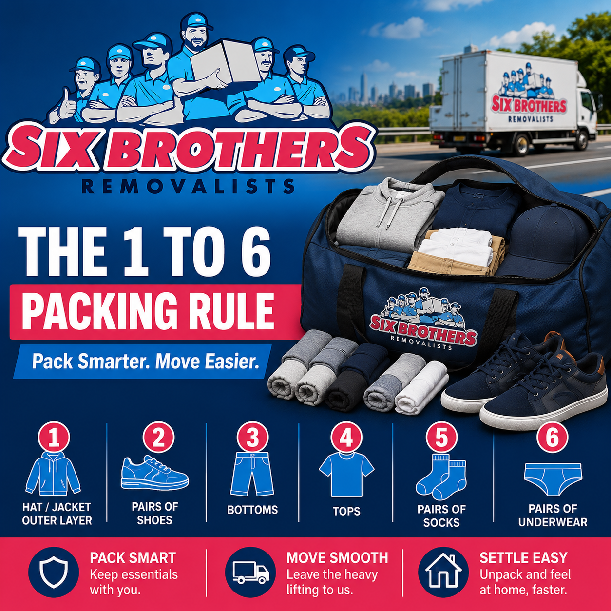 1 to 6 packing rule in interstate moving guide by Six Brothers Removalists with branded packing checklist