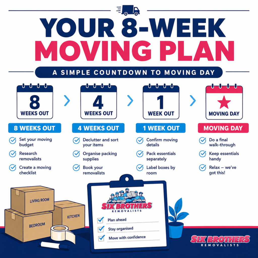 What not to forget when moving interstate countdown checklist by Six Brothers Removalists