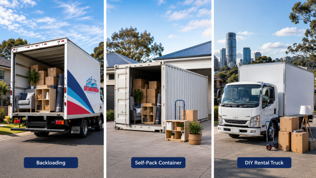 Comparison graphic on the cheapest way to move furniture interstate by Six Brothers Removalists