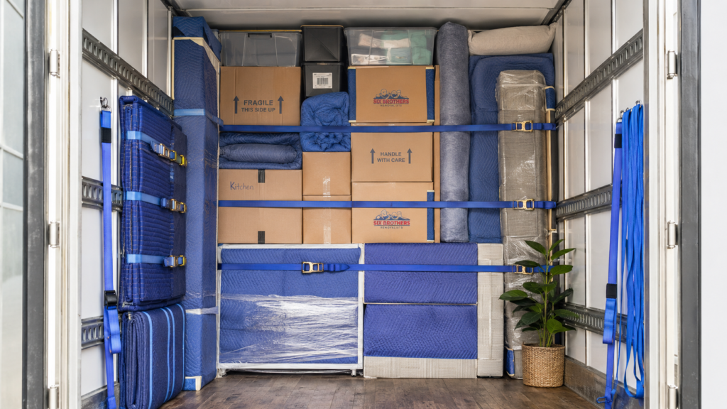 How to move heavy furniture interstate with Six Brothers Removalists truck interior packed safely