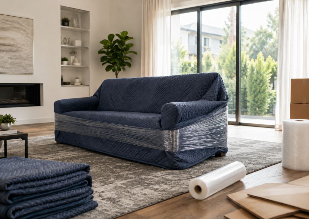 How to protect furniture during an interstate move with Six Brothers Removalists sofa wrapping cover
