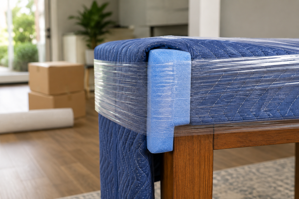 How to protect furniture during an interstate move with Six Brothers Removalists table corner foam guard