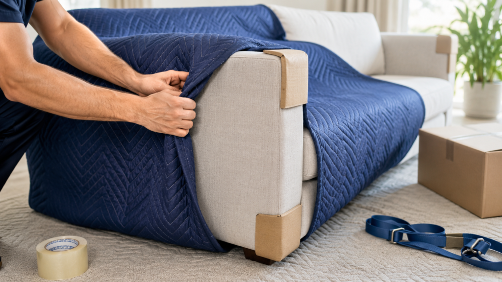 Best way to move furniture interstate with sofa wrapped in blankets by Six Brothers Removalists