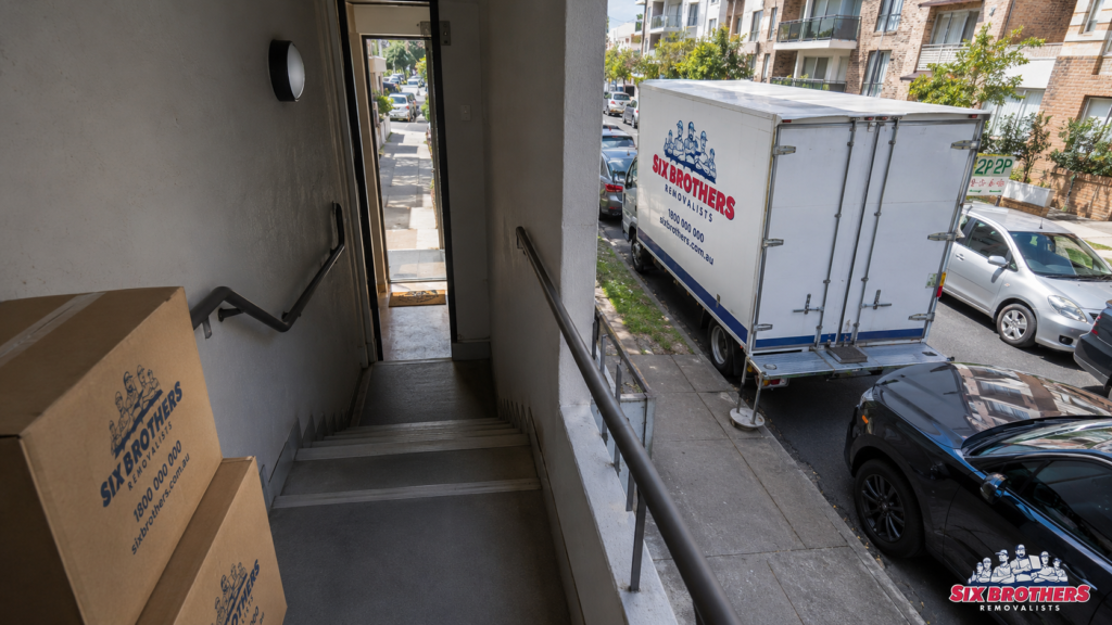 Fixed price vs hourly interstate moving access image by Six Brothers Removalists with Sydney stairwell and tight parking