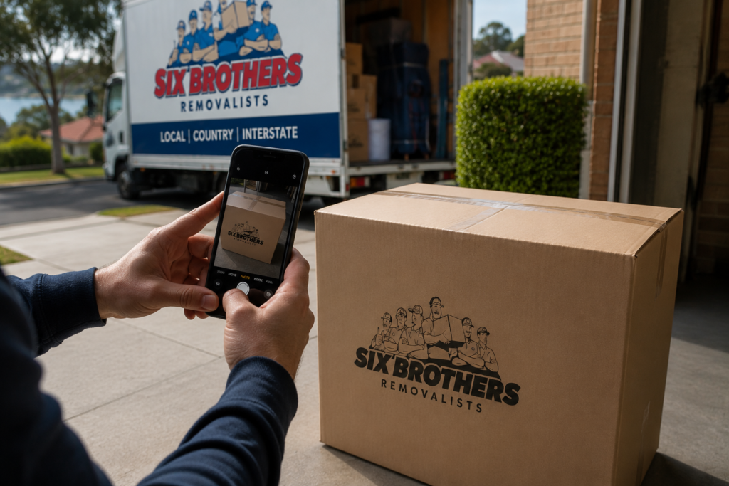 Do interstate removalists offer insurance? Six Brothers Removalists box photographed at delivery.