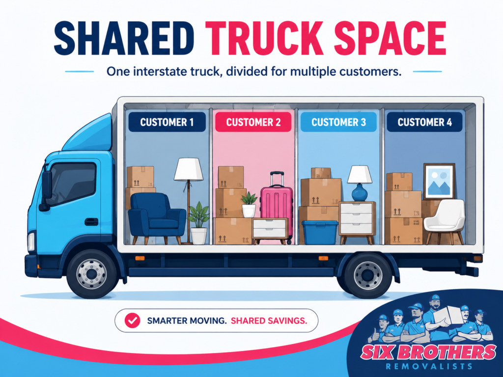 Shared truck space diagram for is backloading worth it for interstate moving by Six Brothers Removalists