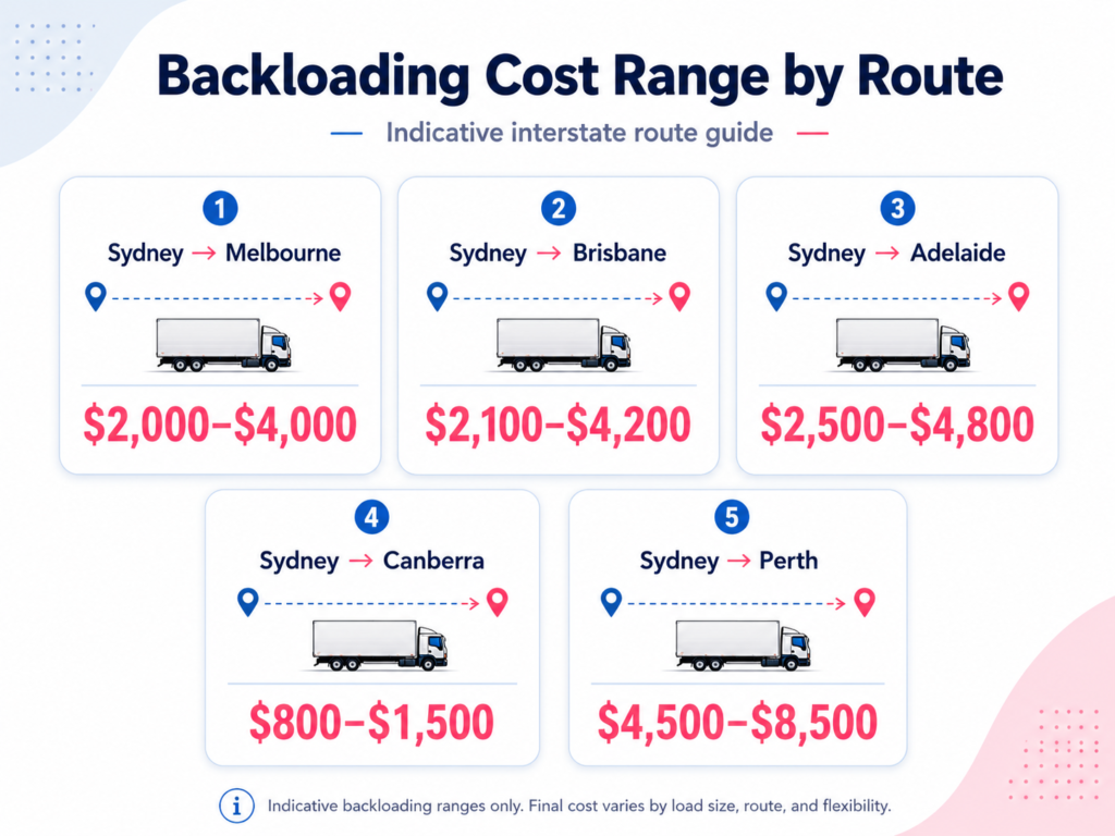 how does backloading work in Australia cost route cards by Six Brothers Removalists