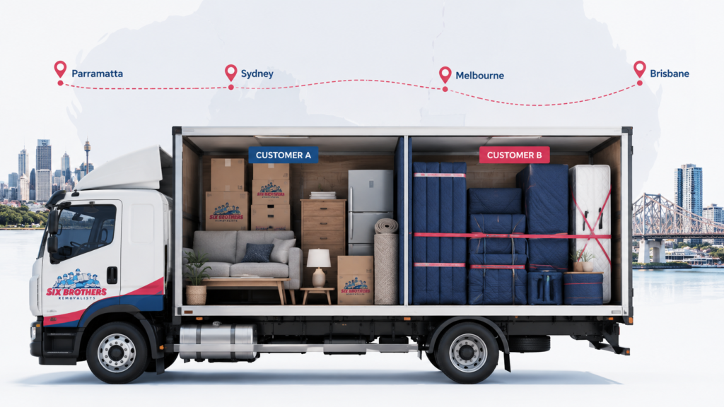 how does backloading work in Australia with Six Brothers Removalists truck sharing interstate space