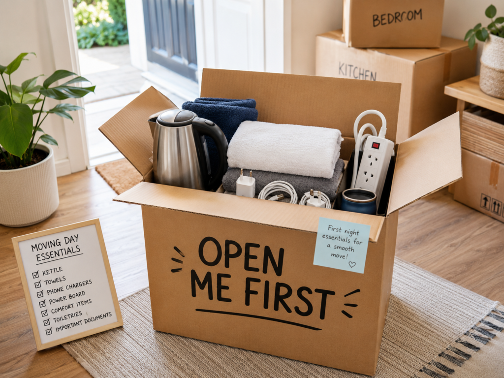 How to label boxes for an interstate move with an Open Me First box by Six Brothers Removalists.