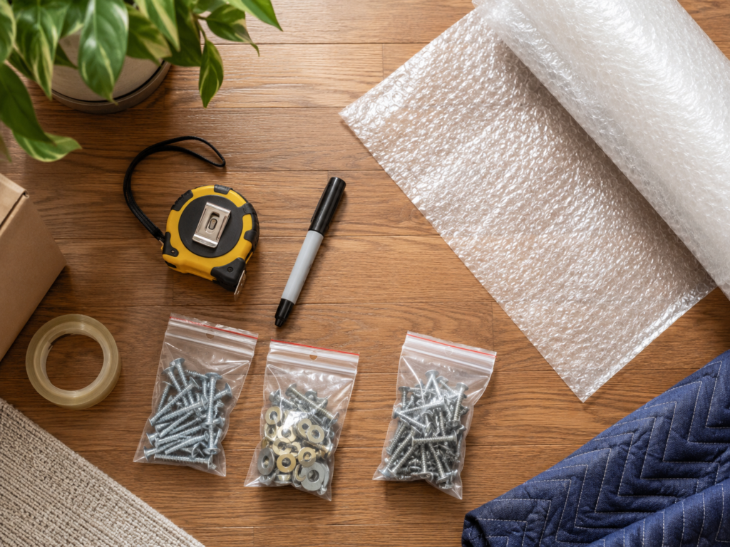 How to move a few furniture items interstate with Six Brothers Removalists using tape measure, bubble wrap and screws