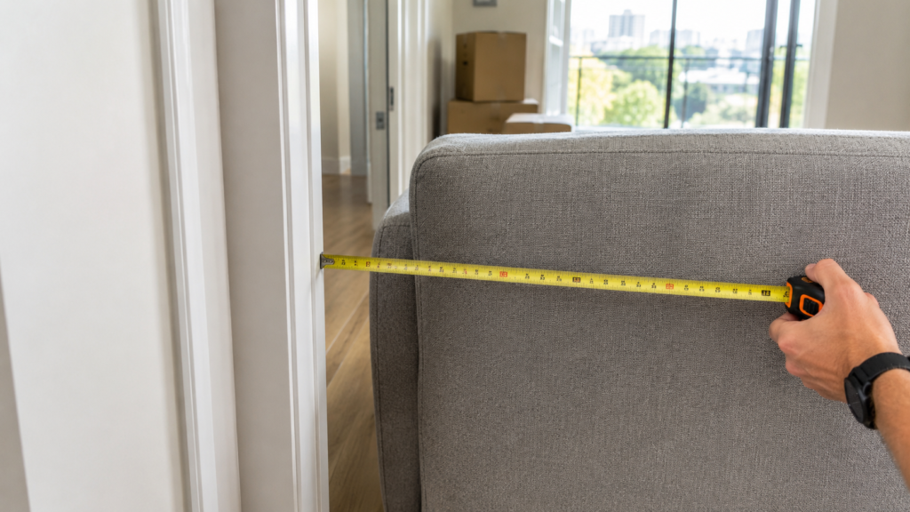 How to move a sofa interstate with Six Brothers Removalists by measuring sofa width near a doorway