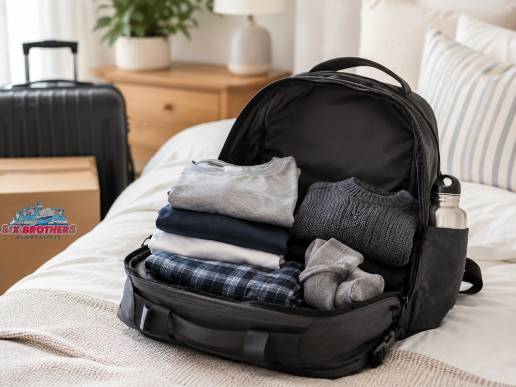 How to pack clothes for an interstate move with Six Brothers Removalists using a first-week backpack