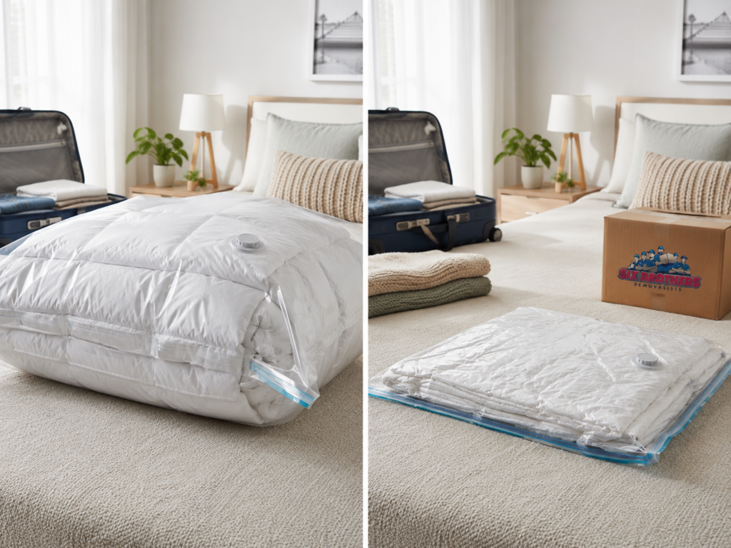 How to pack clothes for an interstate move with Six Brothers Removalists using vacuum bags to save space