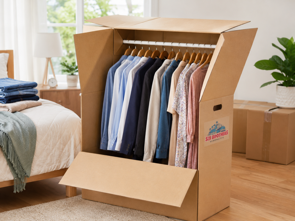 How to pack clothes for an interstate move with Six Brothers Removalists wardrobe box and hanging rail