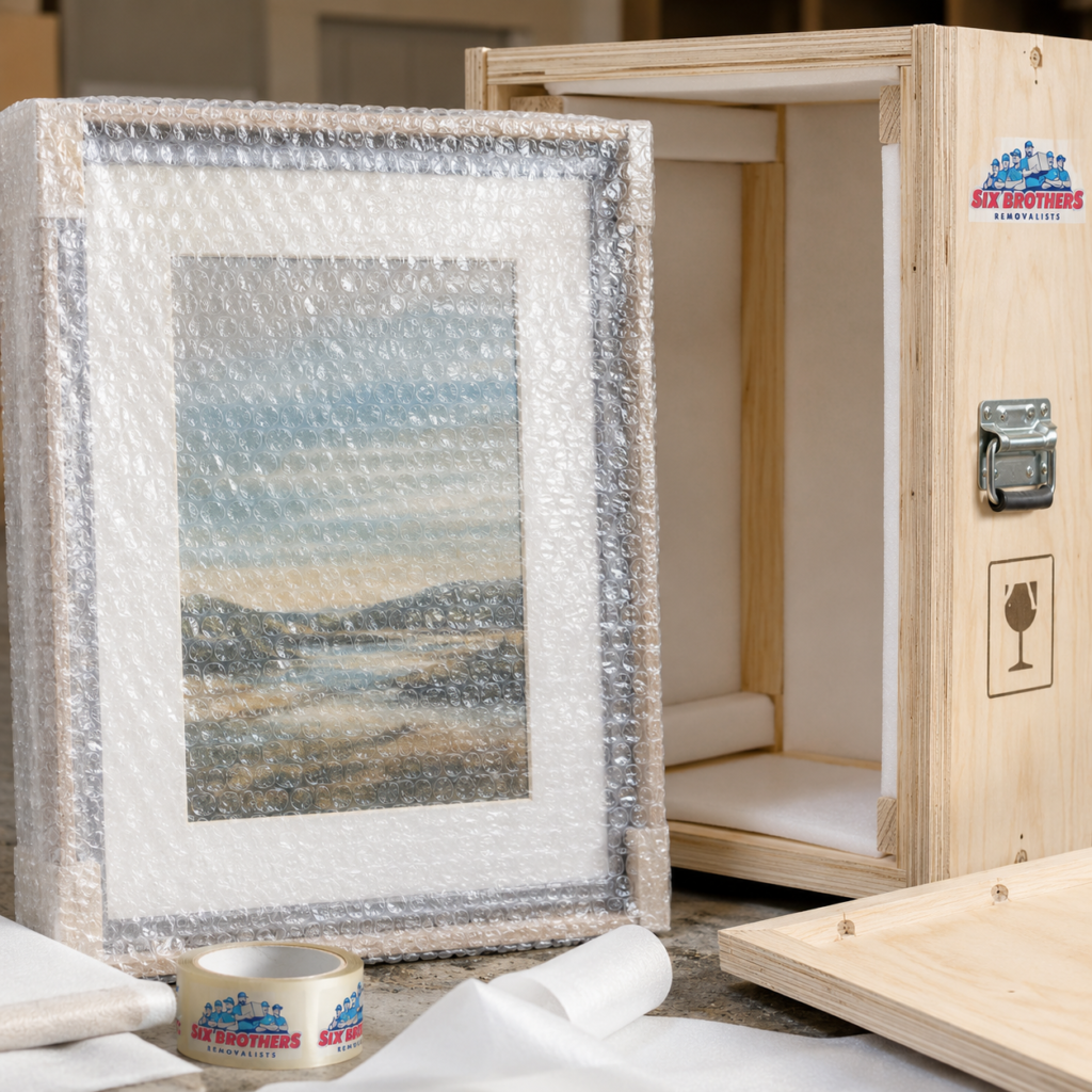 How to pack for an interstate move with bubble-wrapped artwork and a custom crate by Six Brothers Removalists