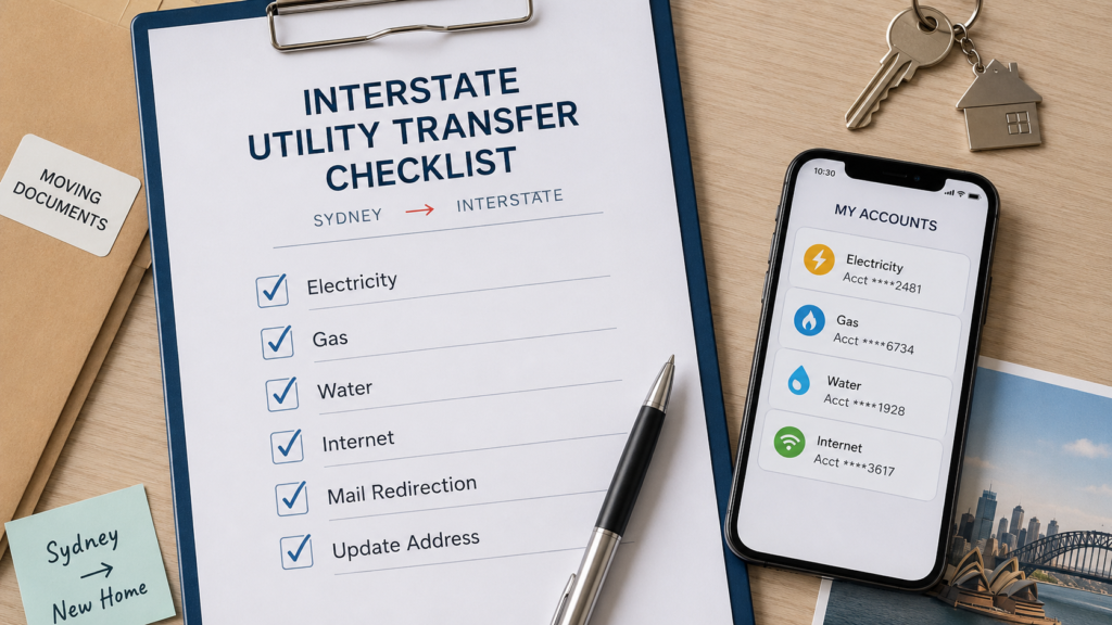 How to transfer utilities when moving interstate with Six Brothers Removalists checklist