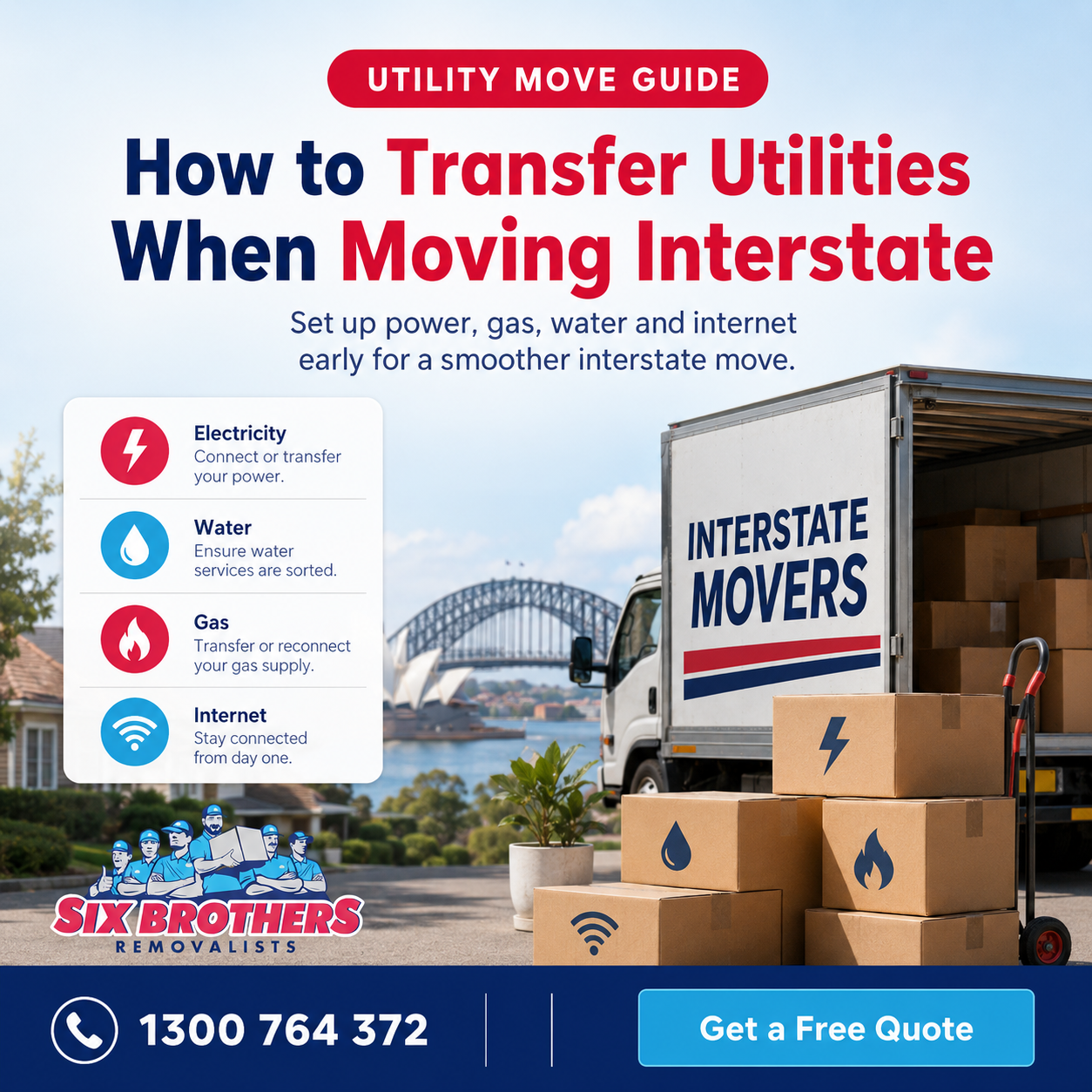 How to transfer utilities when moving interstate with Six Brothers Removalists utility move guide