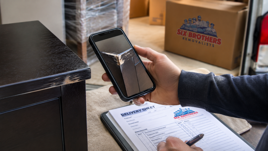 Items damaged during an interstate move documented by Six Brothers Removalists before signing a delivery sheet