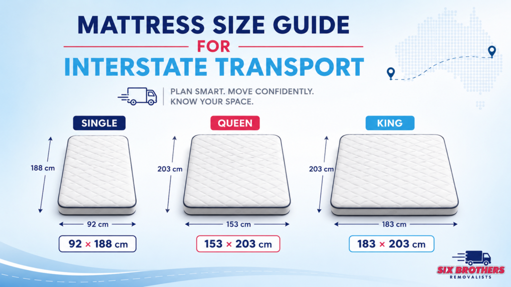 Mattress size guide for how to move a mattress interstate with Six Brothers Removalists