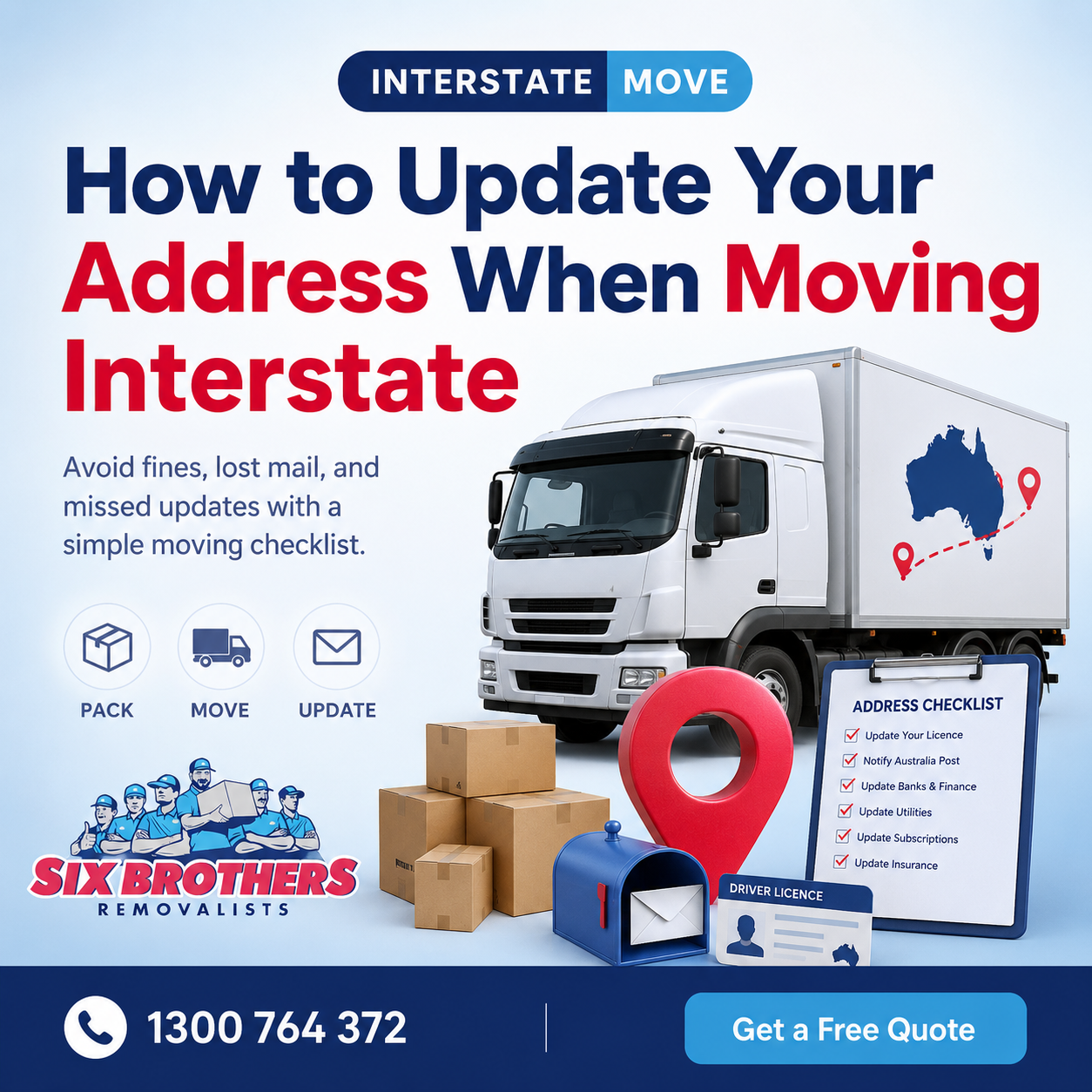 How to update your address when moving interstate with Six Brothers Removalists moving checklist