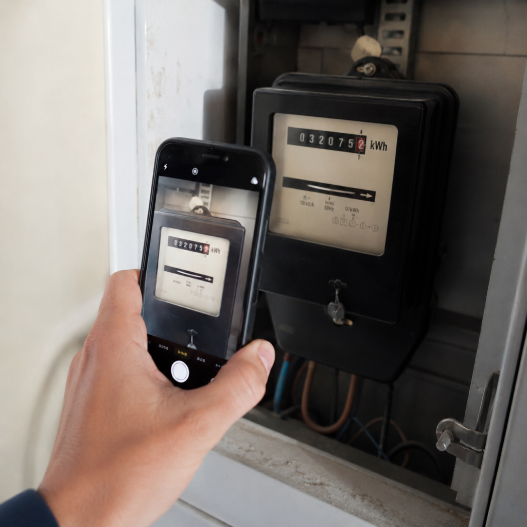 Pack last before moving interstate by photographing an electricity meter with Six Brothers Removalists